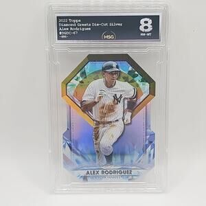 ALEX RODRIGUEZ RAINBOW HOLO FOIL DIAMOND GREATS WITH CASE MLB YANKEES GRADED 8